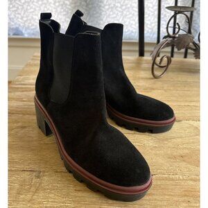 Antonio de Faria Boots Womens US 9.5 Black Suede Leather Chelsea Platform Chunky